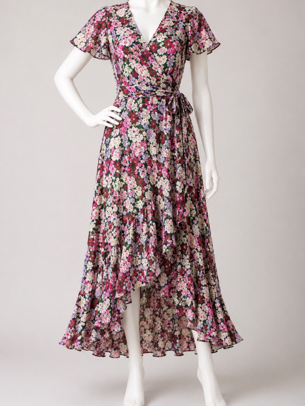 👗🌸 DRESS FORUM Floral‎ Wrap Maxi Dress | Fairycore Romantic Garden Maxi | Sz M